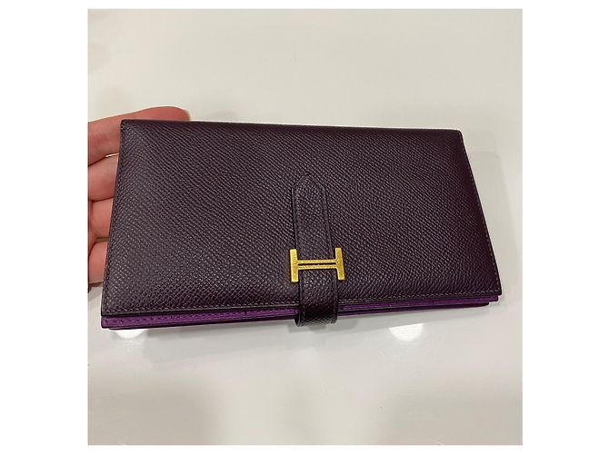Cartera larga Hermès Béarn Soufflet de piel Epsom Rouge Sellier - vista 2