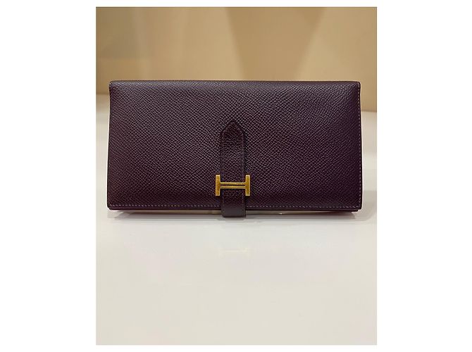 Cartera larga Hermès Béarn Soufflet de piel Epsom Rouge Sellier - vista 3