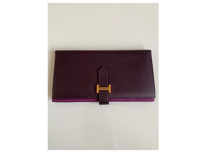 Cartera larga Hermès Béarn Soufflet de piel Epsom Rouge Sellier - vista 4