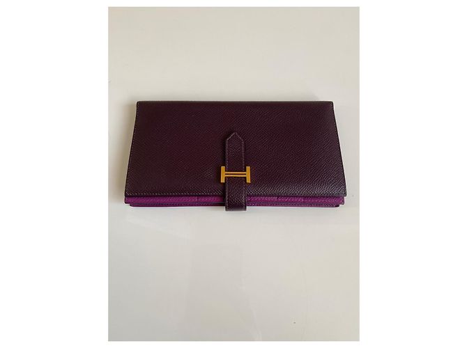Cartera larga Hermès Béarn Soufflet de piel Epsom Rouge Sellier - vista 8