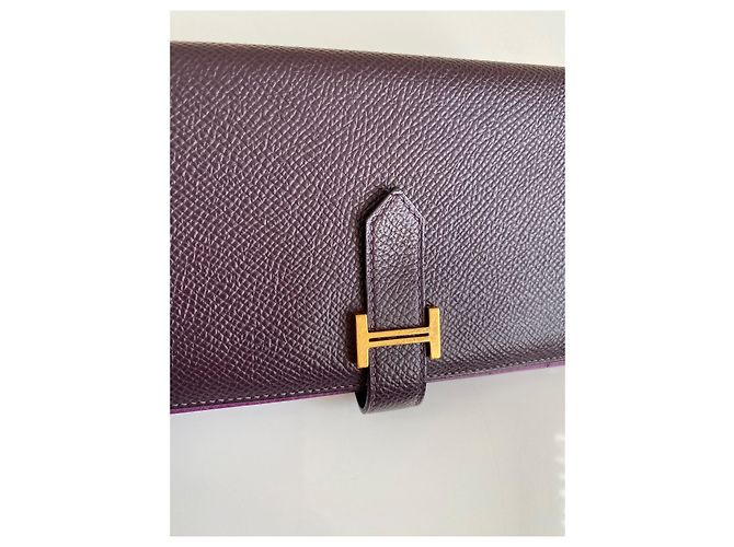 Cartera larga Hermès Béarn Soufflet de piel Epsom Rouge Sellier - vista 9