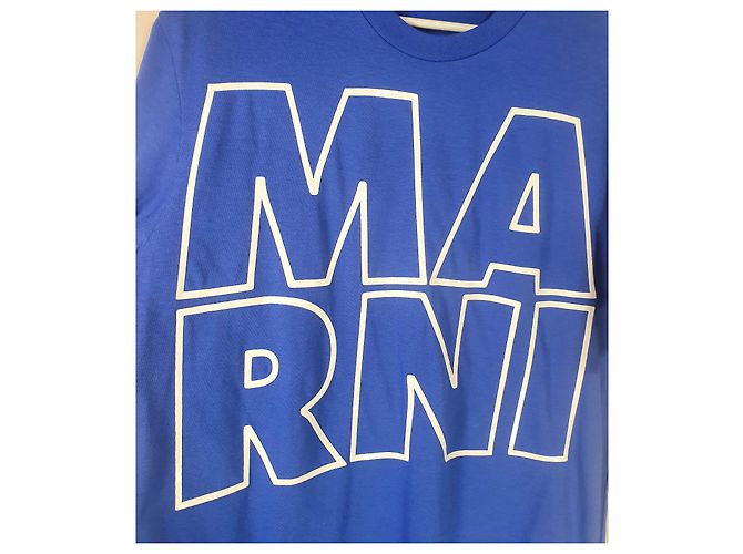 T-shirt Marni in cotone blu - vista 3