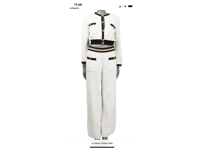 Chanel Conjunto cardigã e calça Bege - vista 13