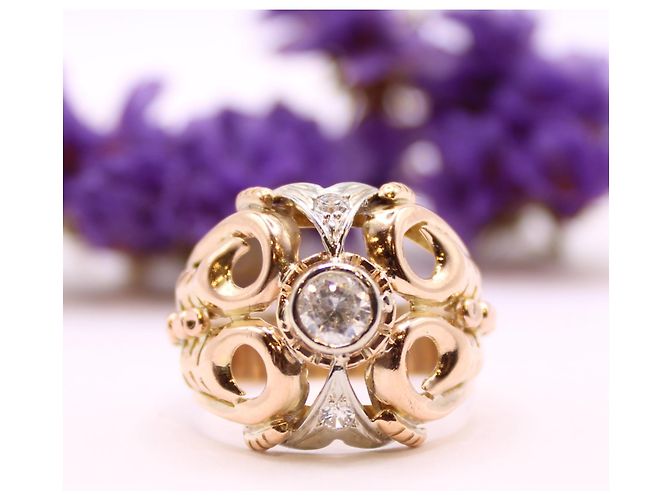 Autre Marque Anello in oro rosa 750%o anno 40 (Platino, diamanti e pietre bianche) Gold hardware - vista 2