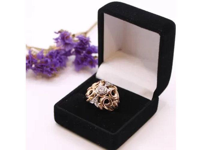 Autre Marque Anello in oro rosa 750%o anno 40 (Platino, diamanti e pietre bianche) Gold hardware - vista 3