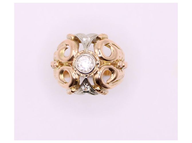 Autre Marque Anello in oro rosa 750%o anno 40 (Platino, diamanti e pietre bianche) Gold hardware - vista 4