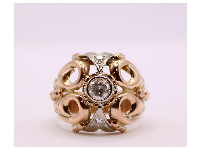 Autre Marque Anello in oro rosa 750%o anno 40 (Platino, diamanti e pietre bianche) Gold hardware - vista 5
