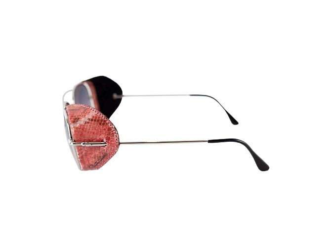 Roberto Cavalli Aviator Schlangenhaut-Sonnenbrille Silber - Ansicht 3