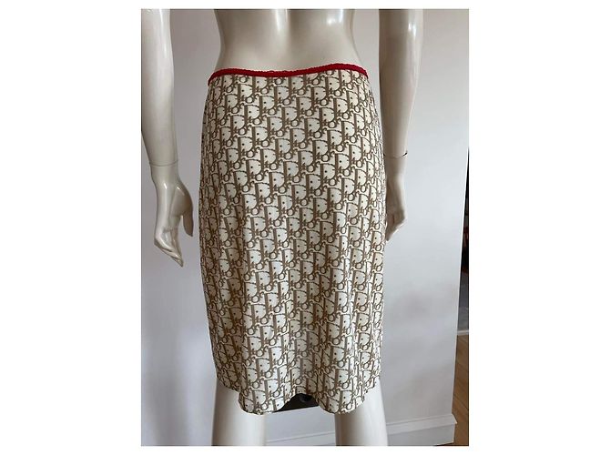 Rock Christian Dior Beige Monogramm Sarong-Stil. - Ansicht 3