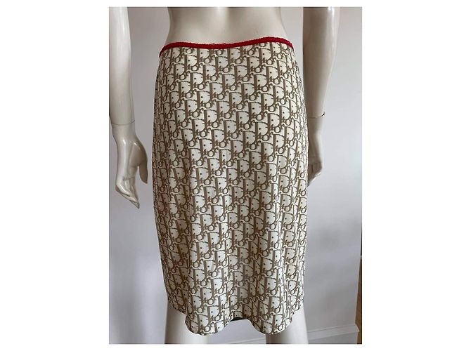 Rock Christian Dior Beige Monogramm Sarong-Stil. - Ansicht 6