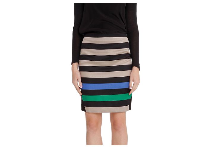 Diane Von Furstenberg Lana DvF Mae Mikado/gonna in misto seta colorblock Nero Multicolore - vista 7