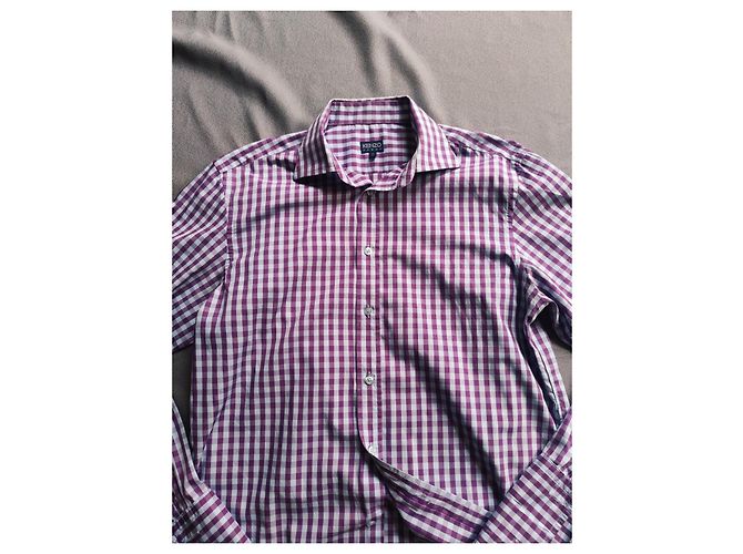 Camicia Kenzo in cotone a maniche lunghe cielo e prugna Multicolore - vista 2