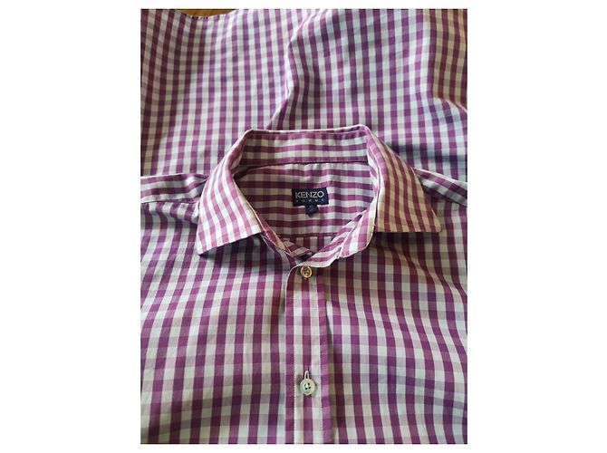 Camicia Kenzo in cotone a maniche lunghe cielo e prugna Multicolore - vista 4