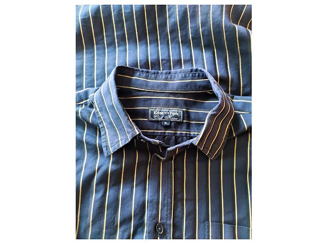 Autre Marque Camicia EDEN PARK in cotone blu navy con strisce nere e oro XL - vista 2