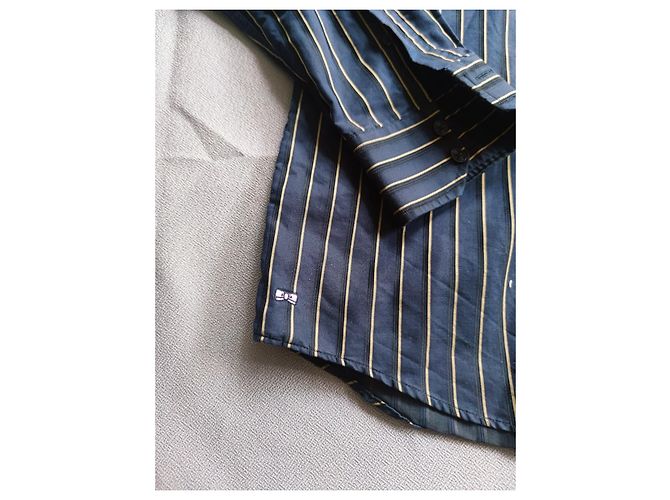 Autre Marque Camicia EDEN PARK in cotone blu navy con strisce nere e oro XL - vista 3