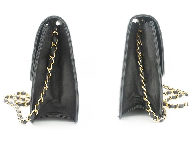 CHANEL Chain Shoulder Bag Clutch Schwarze gesteppte Lammfell-Geldbörse - Ansicht 5