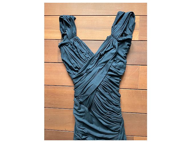 Donna Karan Black Label Drapiertes Abendkleid Dunkelblau - Ansicht 2