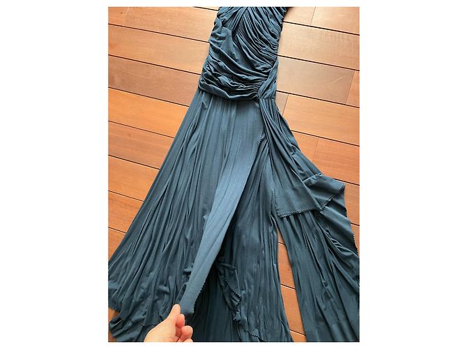 Donna Karan Black Label Drapiertes Abendkleid Dunkelblau - Ansicht 3
