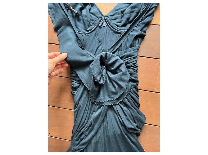 Donna Karan Black Label Drapiertes Abendkleid Dunkelblau - Ansicht 5