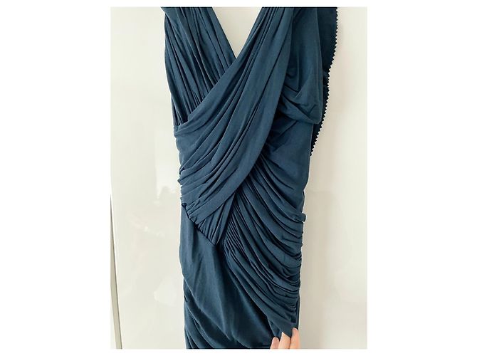 Donna Karan Black Label Drapiertes Abendkleid Dunkelblau - Ansicht 7
