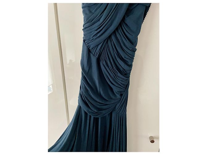 Donna Karan Black Label Drapiertes Abendkleid Dunkelblau - Ansicht 8