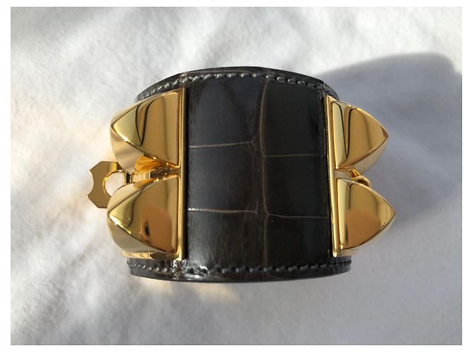 Hermès Hundehalsband Armband Alligator Grau - Ansicht 3