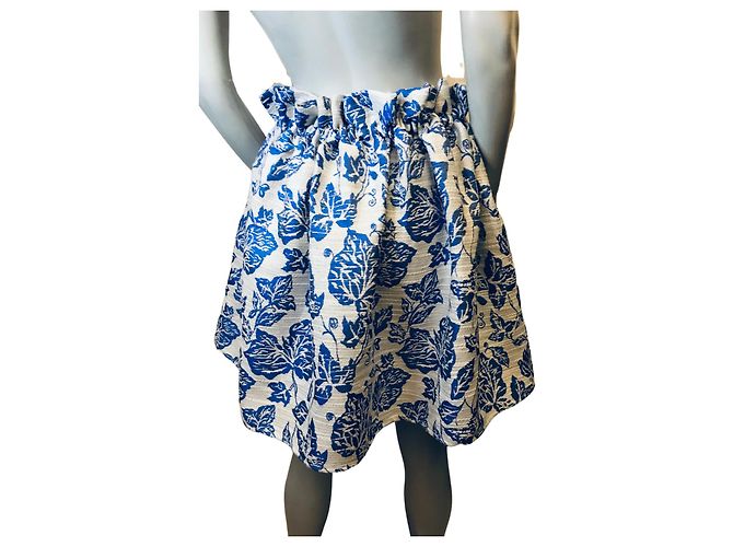 Autre Marque Falda estampada brocado alcohólico Blanco Azul claro - vista 2