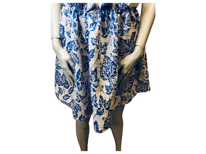 Autre Marque Falda estampada brocado alcohólico Blanco Azul claro - vista 4