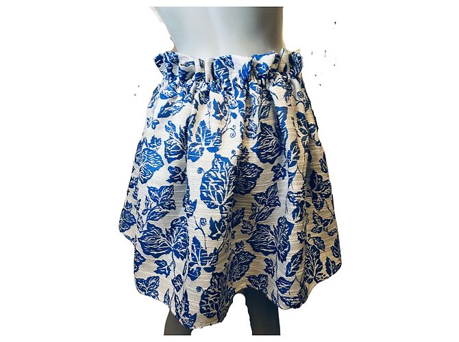 Autre Marque Falda estampada brocado alcohólico Blanco Azul claro - vista 5