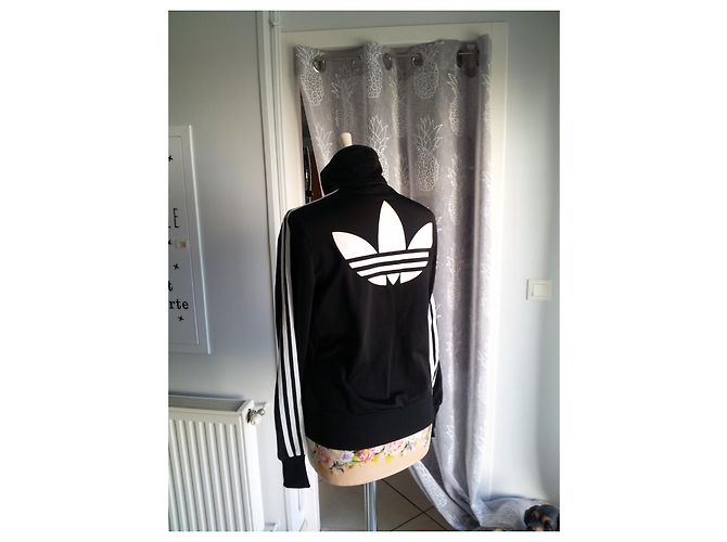Giacca Adidas Nera con Logo 3 Strisce Nero - vista 2