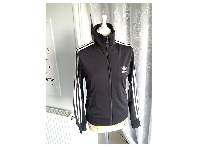 Giacca Adidas Nera con Logo 3 Strisce Nero - vista 4