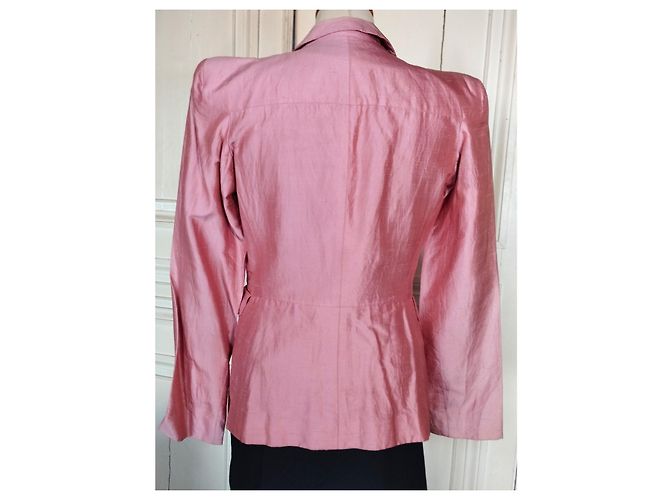 KENZO PURE SILK JACKET JACKET ASYMMETRICAL TIES T 38 Pink - view 18