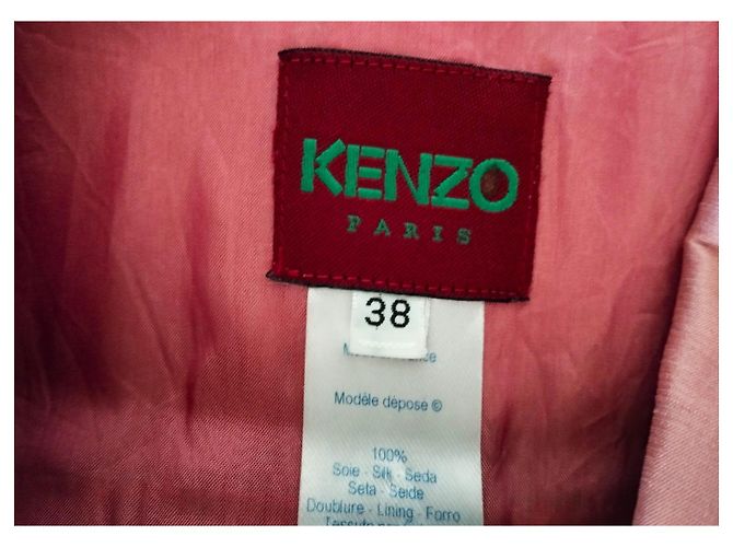 KENZO PURE SILK JACKET JACKET ASYMMETRICAL TIES T 38 Pink - view 3