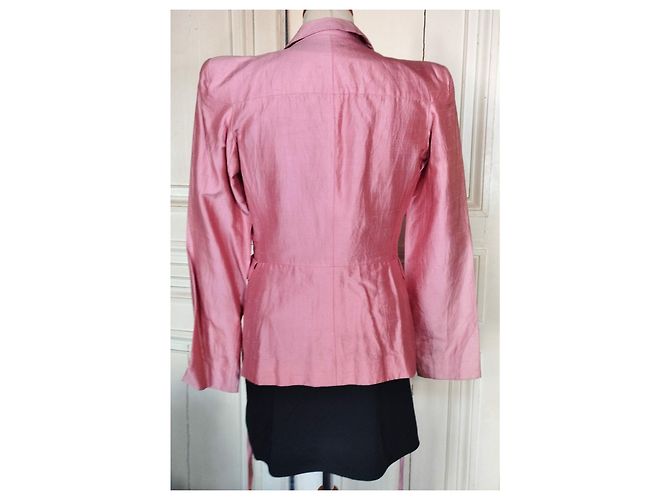 KENZO PURE SILK JACKET JACKET ASYMMETRICAL TIES T 38 Pink - view 5
