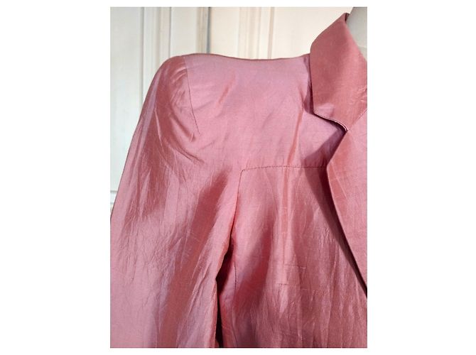 KENZO PURE SILK JACKET JACKET ASYMMETRICAL TIES T 38 Pink - view 6