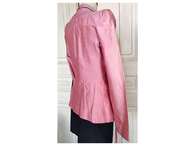 KENZO PURE SILK JACKET JACKET ASYMMETRICAL TIES T 38 Pink - view 8