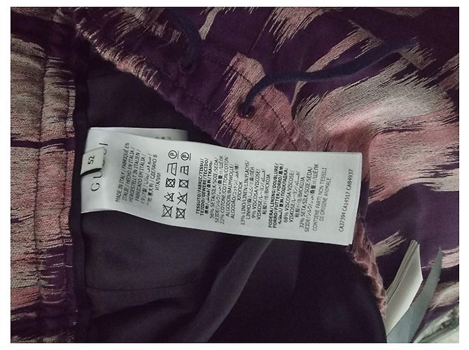 Pantaloncini Gucci Tie Dye Viola in Seta Cotone Lino Porpora - vista 5