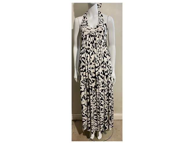 Diane Von Furstenberg DvF Maxi vestido de seda Franz Castaño Crudo Chocolate - vista 9