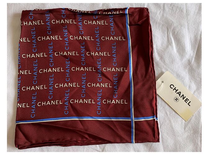Chanel Lenços de seda Marrom Branco Azul - vista 16
