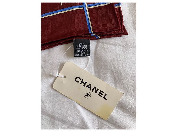 Chanel Lenços de seda Marrom Branco Azul - vista 5