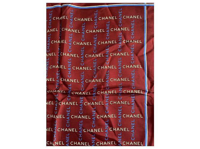 Chanel Lenços de seda Marrom Branco Azul - vista 7