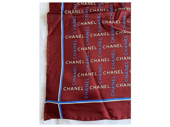 Chanel Lenços de seda Marrom Branco Azul - vista 9