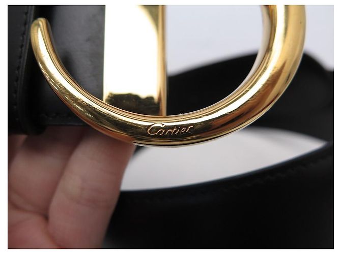 CARTIER GÜRTEL PANTHER SCHNALLE L5000118 T 84 CM SCHWARZER LEDERGÜRTEL - Ansicht 8