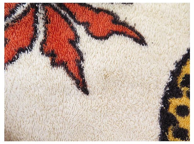 Hermès TAPIS DE PLAGE HERMES LEOPARDS H101015M32 DRAP DE BAIN EN COTON BEACH MAT Rouge - vue 7