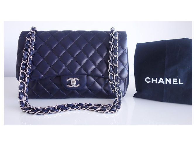 Timeless Borsa Chanel Classic Gm blu navy - vista 5