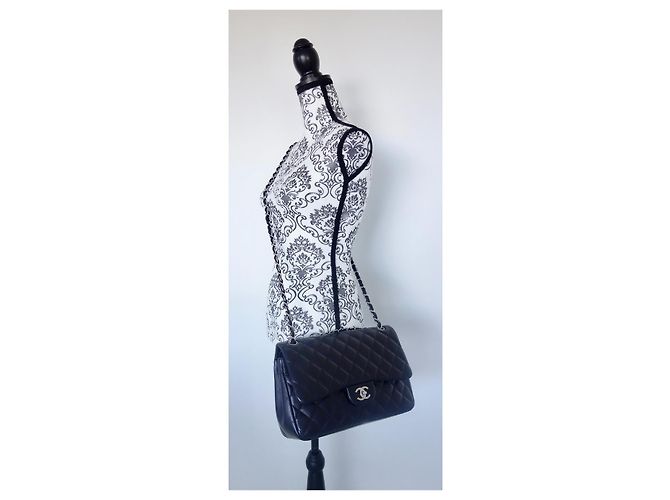 Timeless Borsa Chanel Classic Gm blu navy - vista 9