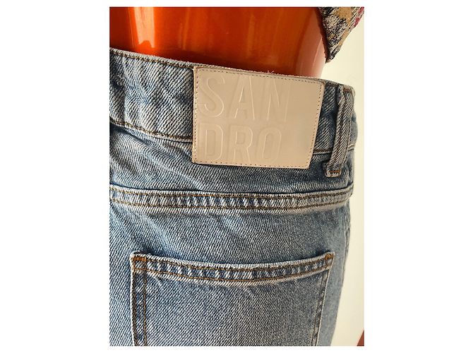 Jeans Sandro de algodão azul claro de perna larga - vista 3
