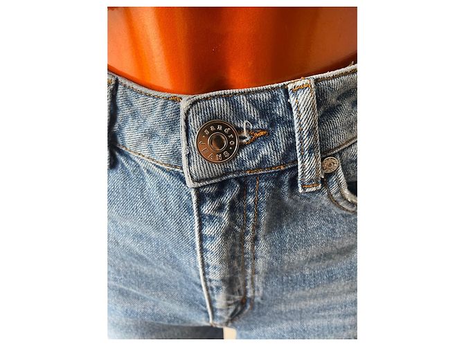 Jeans Sandro de algodão azul claro de perna larga - vista 4