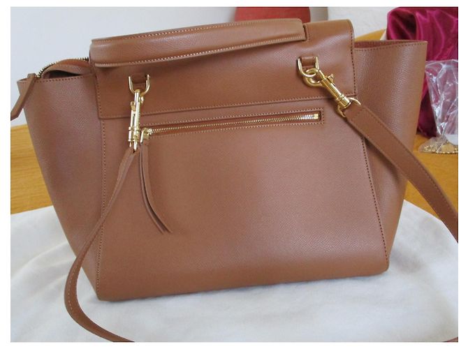 Borsa a mano Céline in pelle granulosa color caramello - vista 2