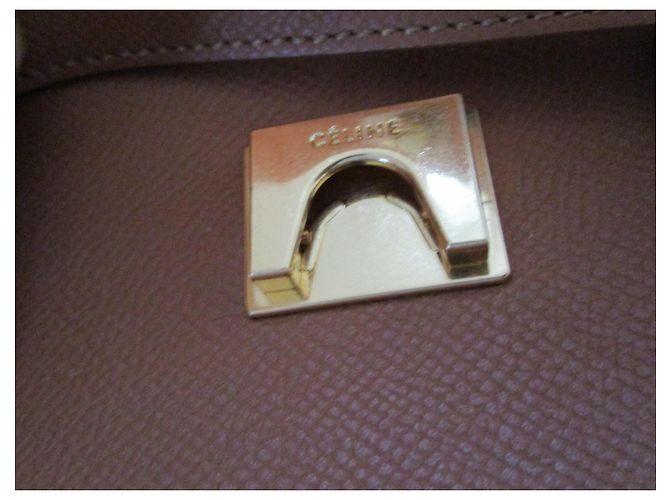Borsa a mano Céline in pelle granulosa color caramello - vista 3